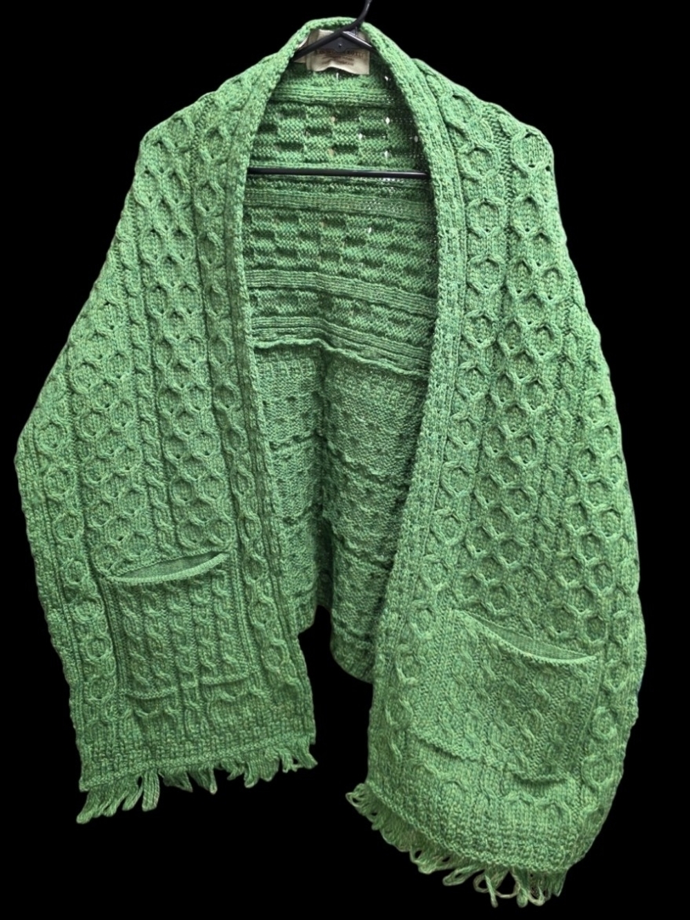 Green Cable-Knit Women's Sweater Cardigan